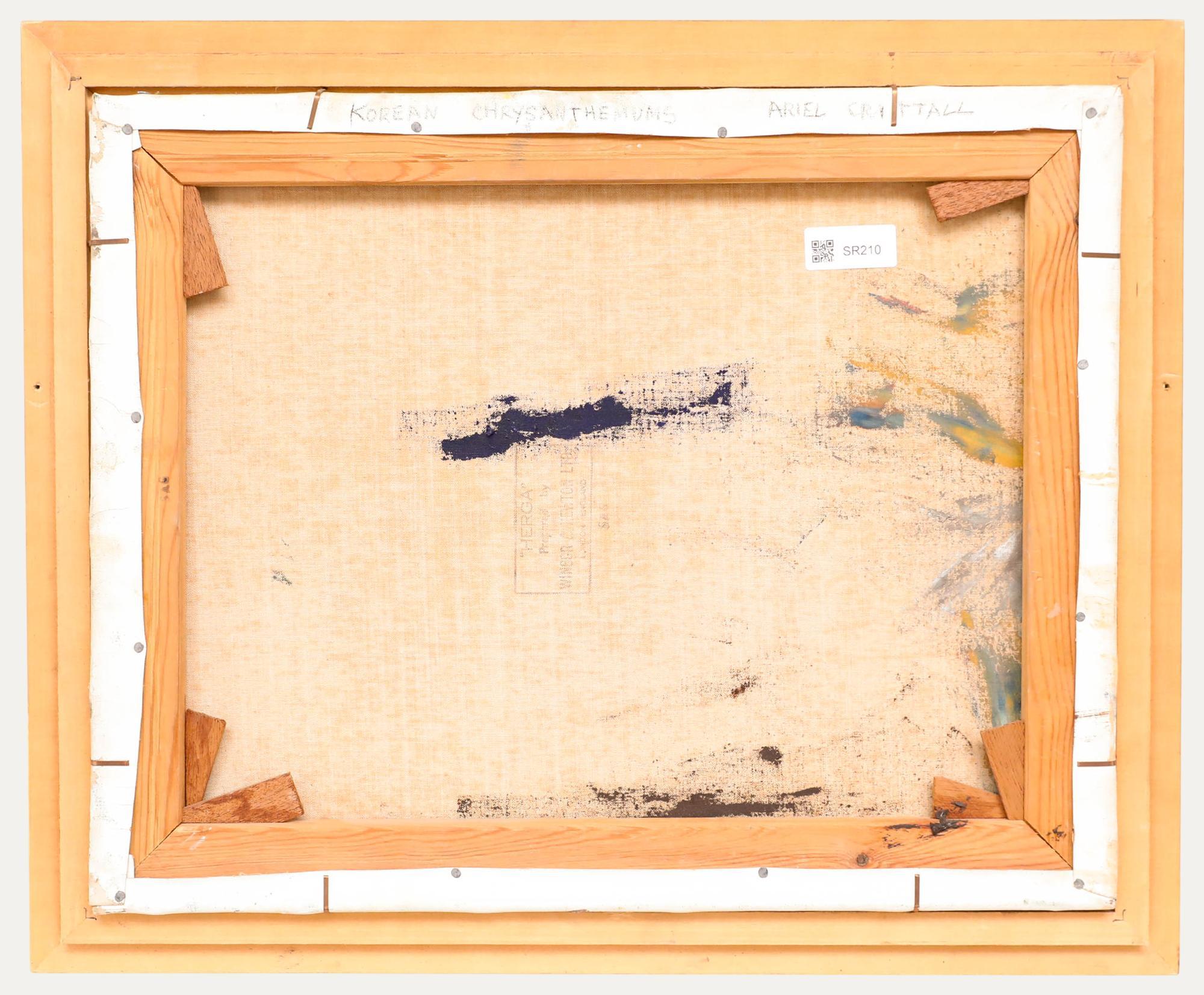 Ariel Crittall - Framed 20th Century Oil, Korean Chrysanthemums - Beige Still-Life Painting by Unknown