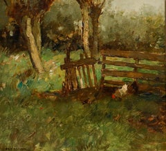 Aris Knikker (1887-1962) - Early 20th Century Oil, Chickens in an Orchard