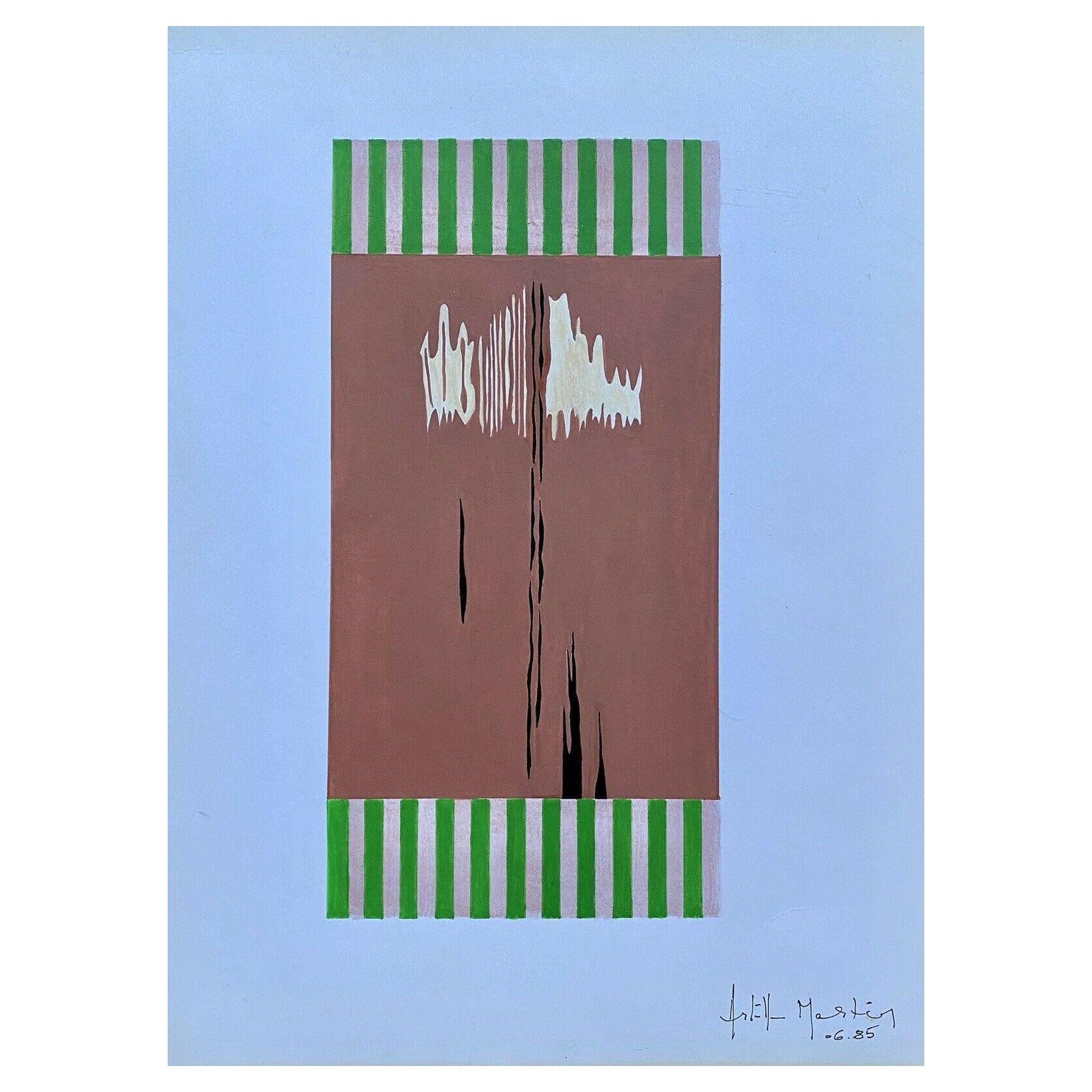 Arlette Martin Peinture abstraite géométrique française des années 1980, signée
