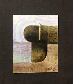 Arlette Martin Superb French Geometriarlette Martc Abstract Painting