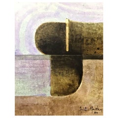 Arlette Martin Superbe peinture abstraite géométrique française Arlette Martin