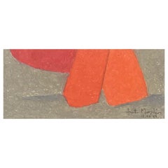 Superbe peinture abstraite géométrique française d'Arlette Martin - 1979