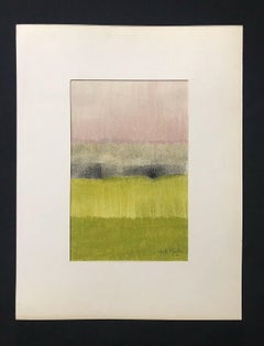 Arlette Martin Superb French Geometric Abstract Painting, Green Shades