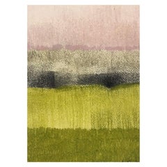 Arlette Martin Superbe peinture abstraite géométrique française, nuances de vert