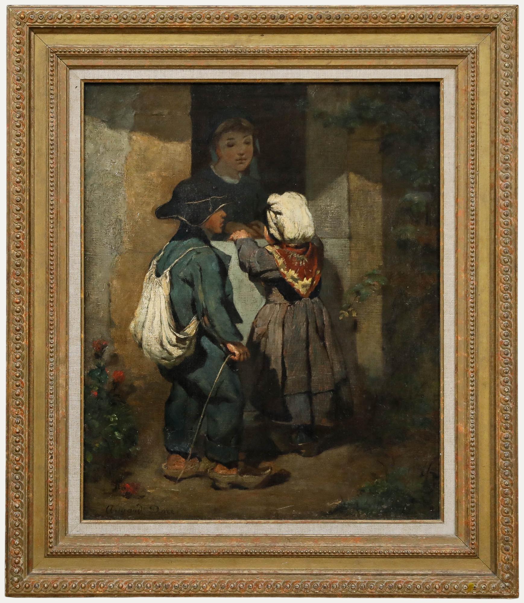 Figurative Painting di Unknown - Armand Doré (1824-1882) - Olio di scuola francese del XIX secolo, Madre e bambini