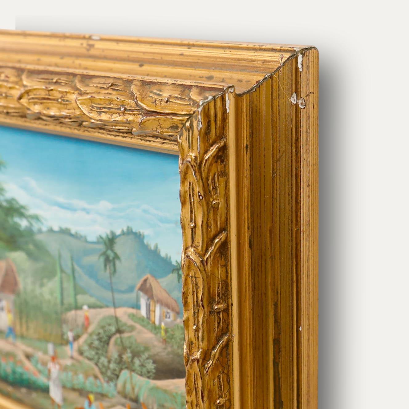 Arnoux Lobe - Huile encadrée de l'école haïtienne du 20e siècle, Rotation des cultures en vente 1