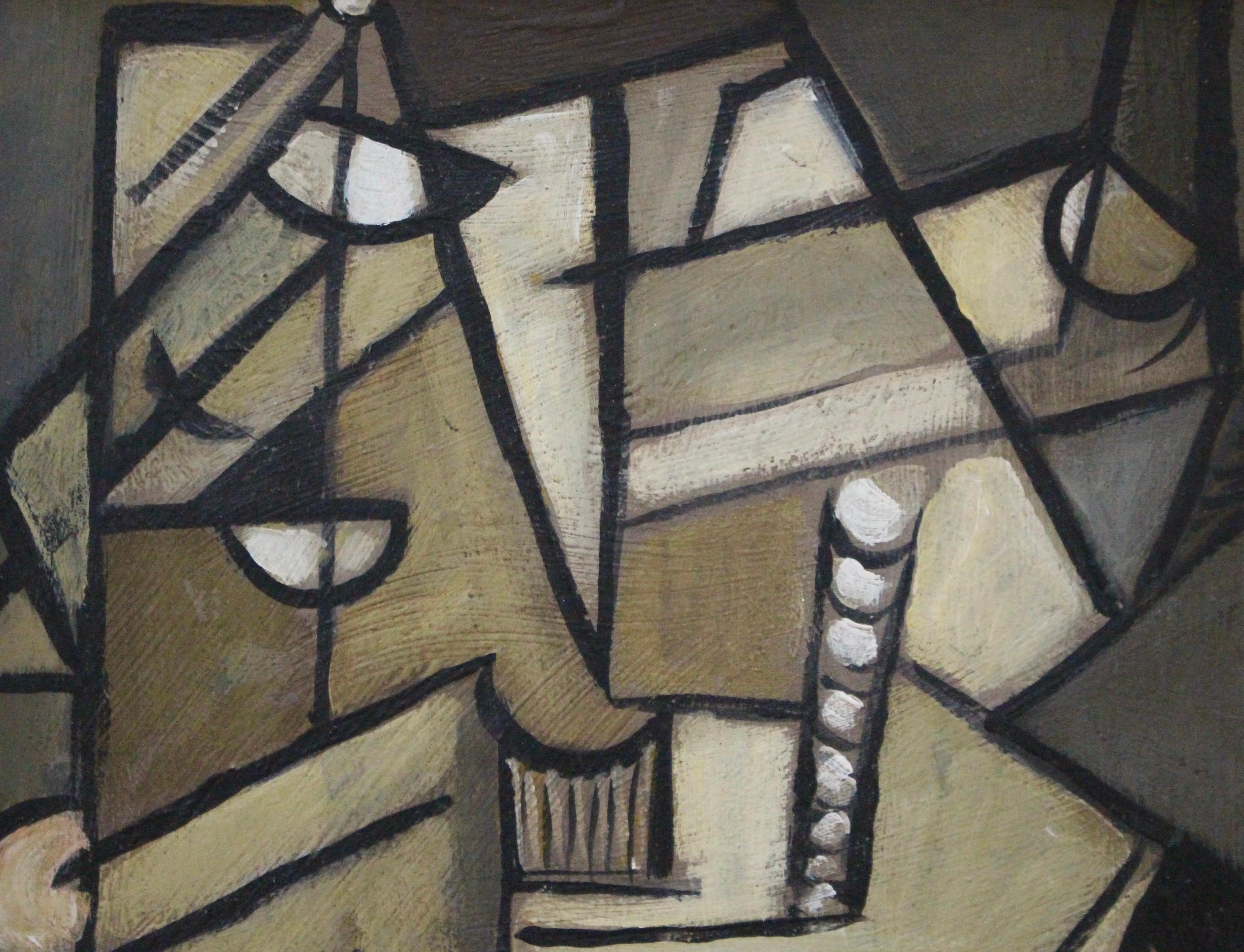 'Arrangement in Cubism' School of Berlin - Black Abstract Painting by Unknown