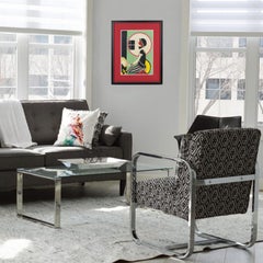 Art Deco Gouache Painting, Stylish Singer, Monogrammed FG, France, circa 1930