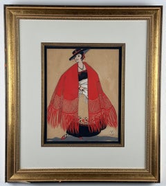 Art Decó Ilustración de moda de mujer española