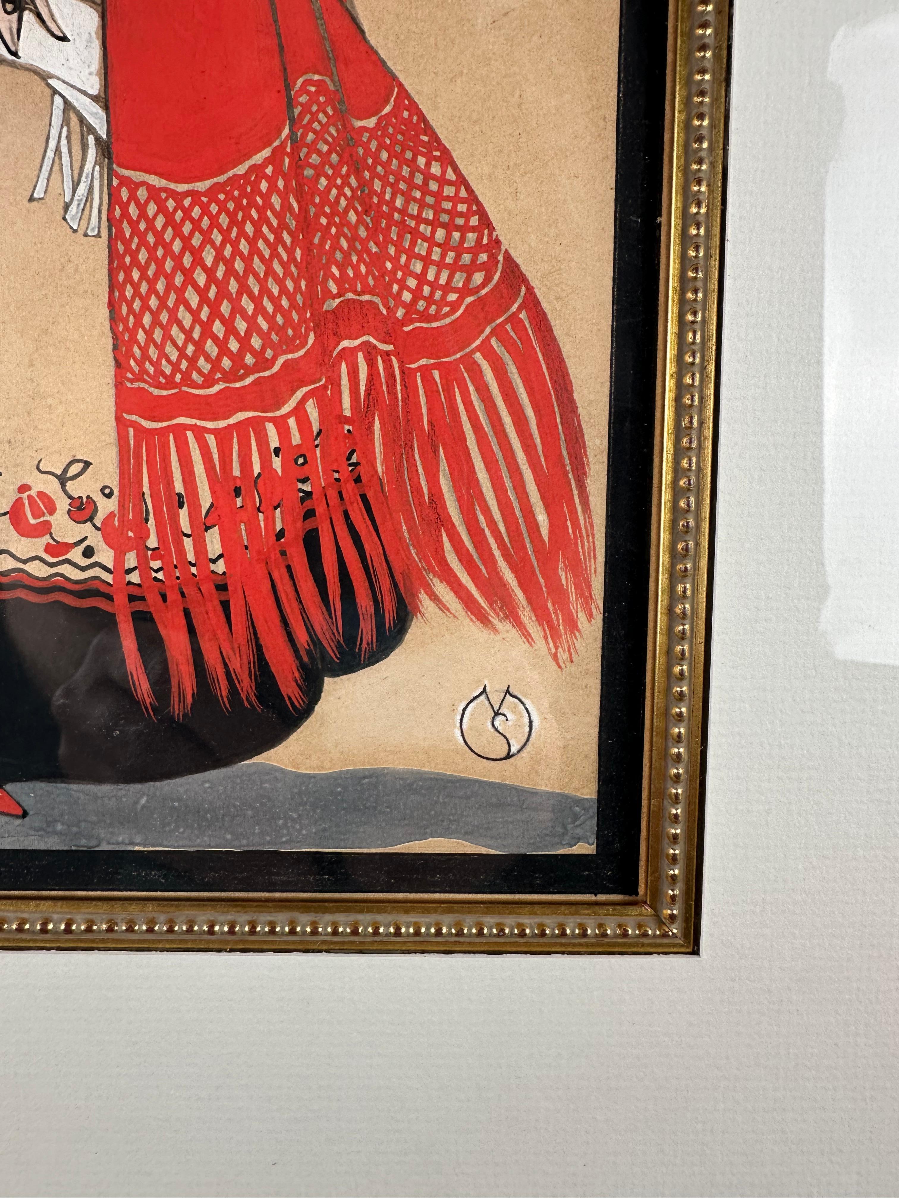 Illustrazione di moda di una donna spagnola in stile Art Deco - Painting Art Déco di Unknown