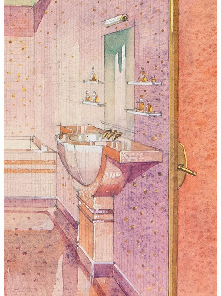 Unknown Art Deco Women's Bathroom Painting For Sale at 1stDibs