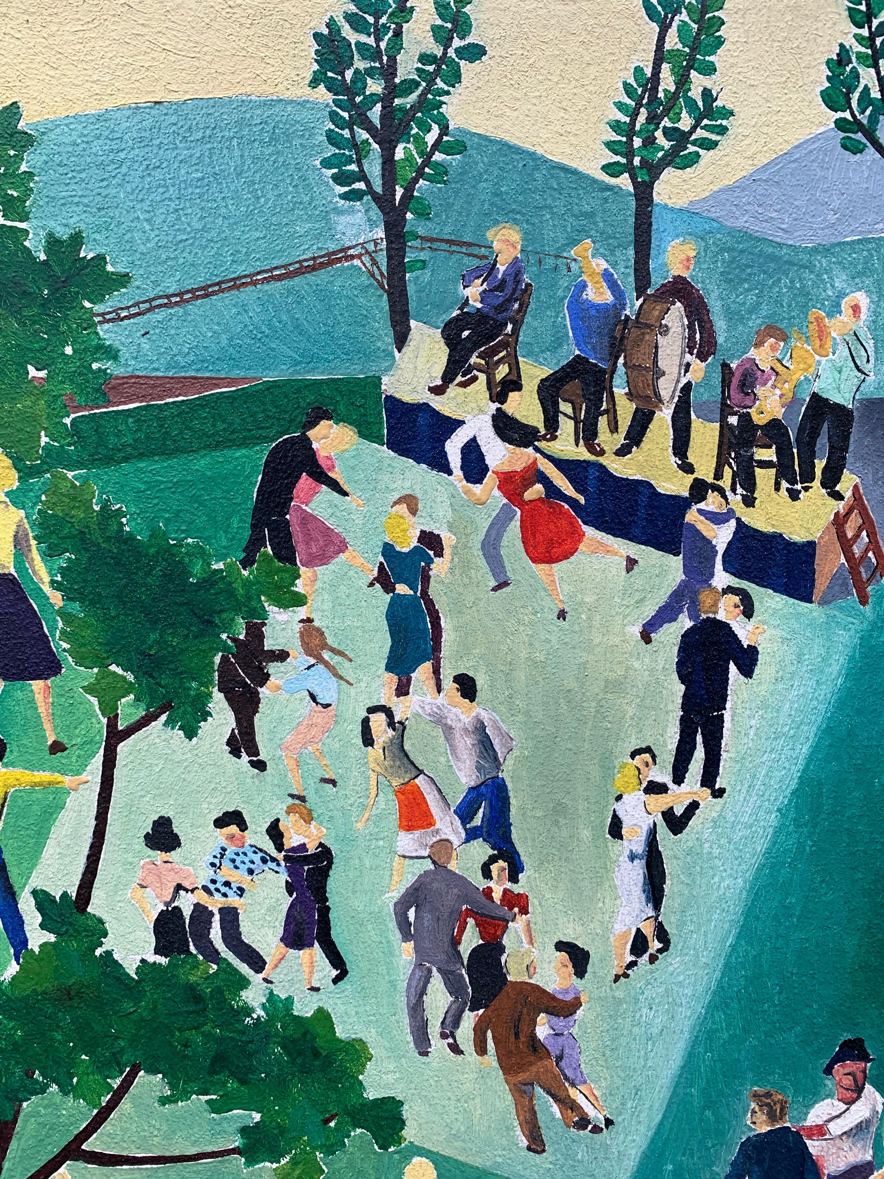 Art Naïf. Wine festival. Mid-century painting from 1960’s For Sale 8