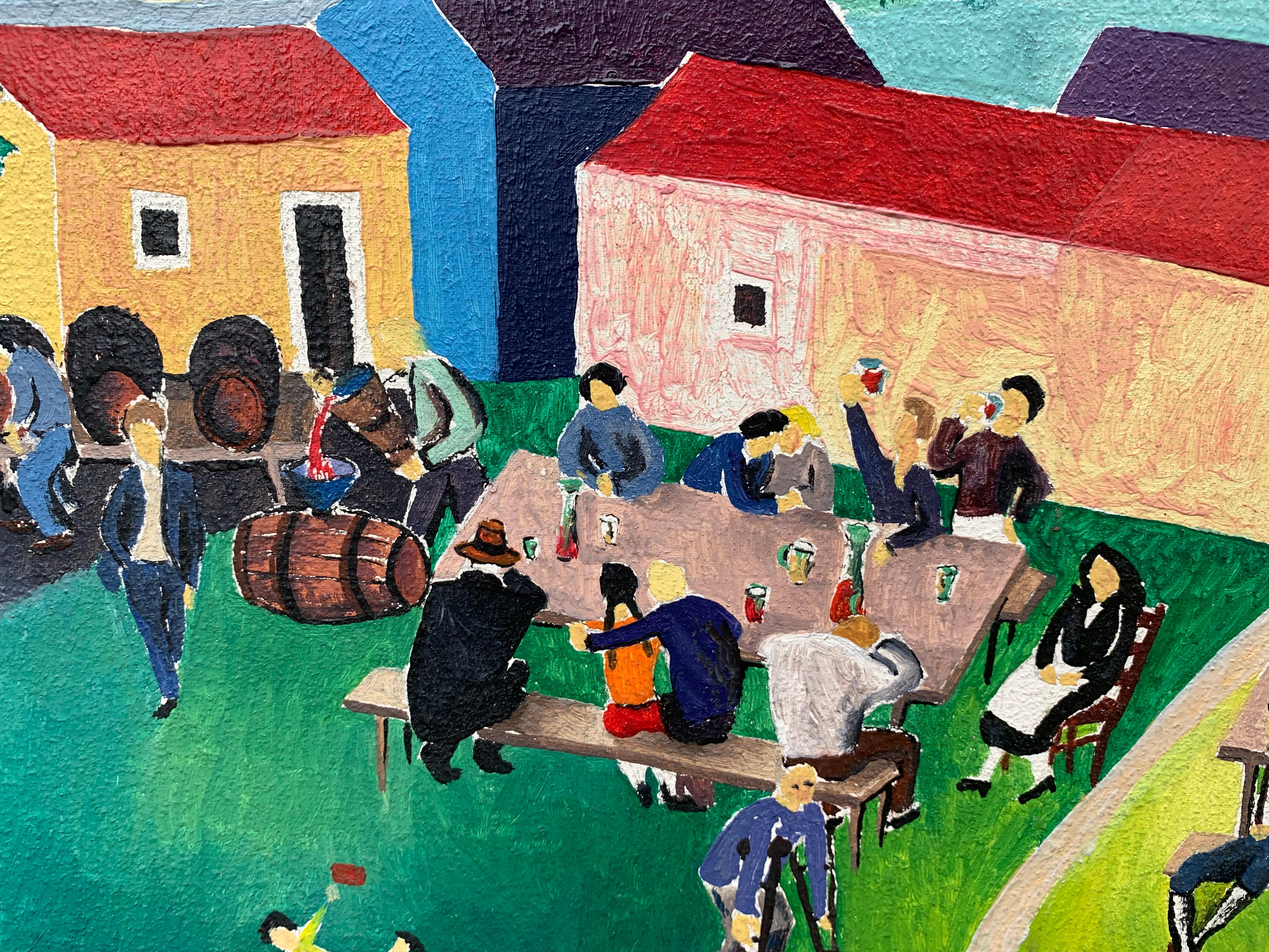Art Naïf. Wine festival. Mid-century painting from 1960’s For Sale 14