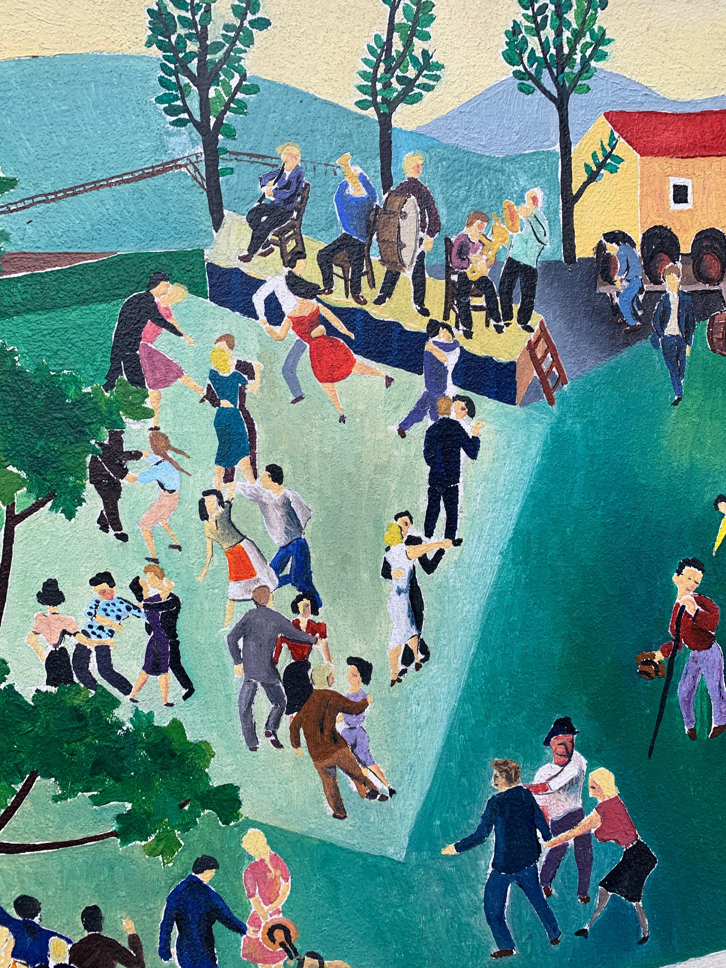 Art Naïf. Wine festival. Mid-century painting from 1960’s 3