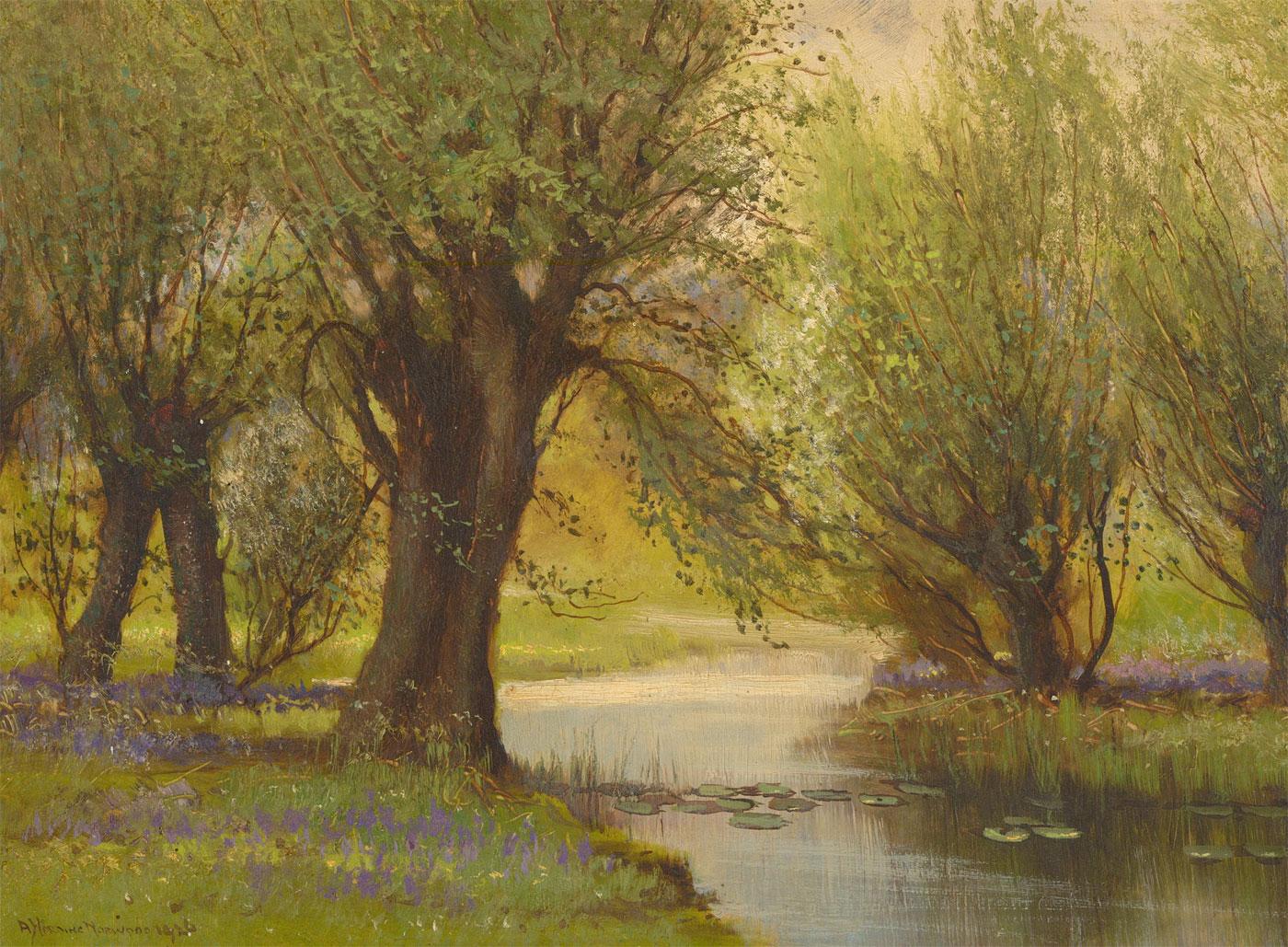 Arthur Harding Norwood (fl.1889-1893) - 1926 Oil, River at Dawn - Painting by Unknown