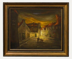 Arthur Hellebaut (né en 1927) - Huile du 20e siècle, La rue de minuit