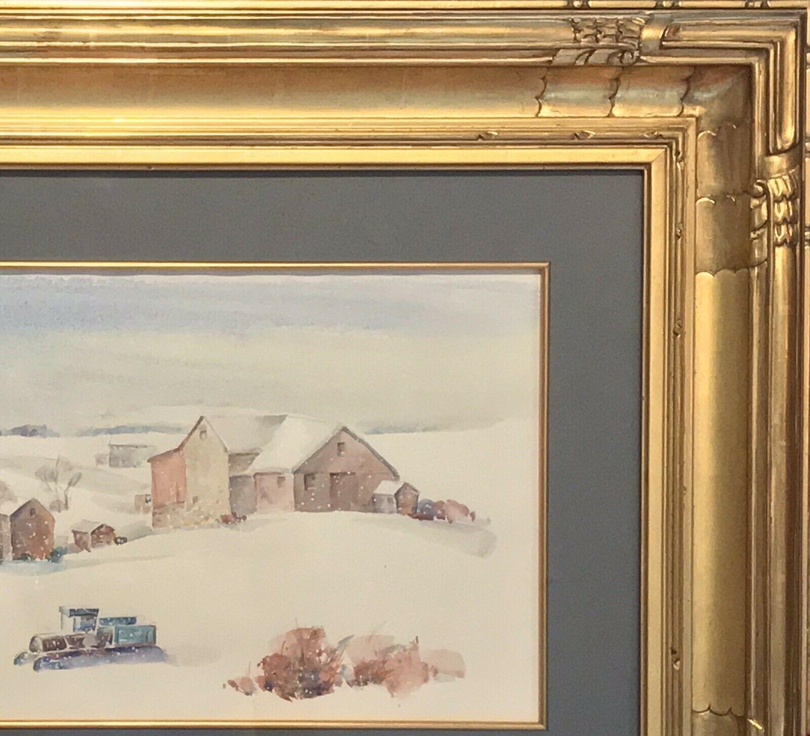 Arthur Meltzer “Winter Farm Landscape” Watercolor For Sale 3