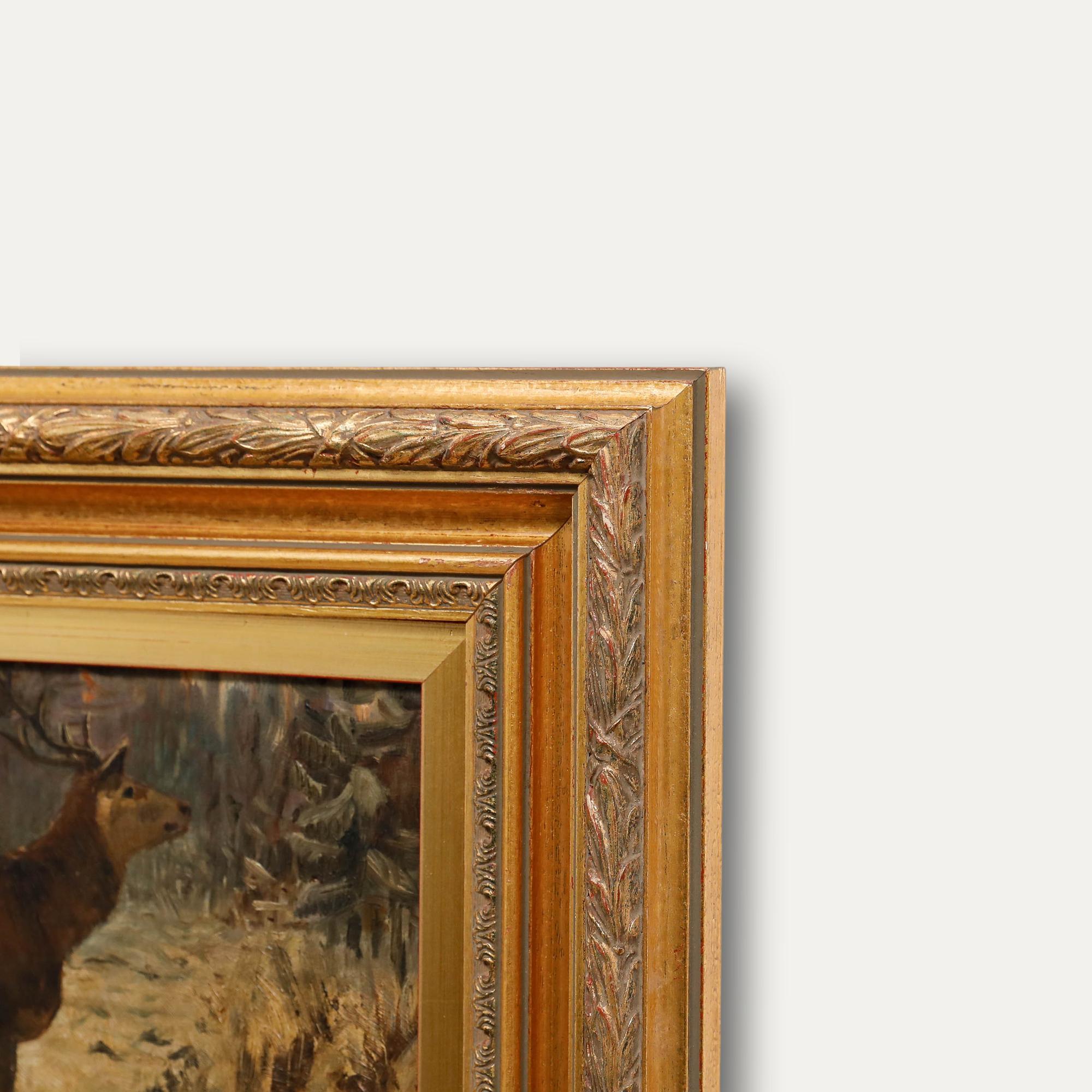 Arthur Thiele (1841-1919) - Spätes 19. Jahrhundert Öl, Edelhirsch im Walde 1