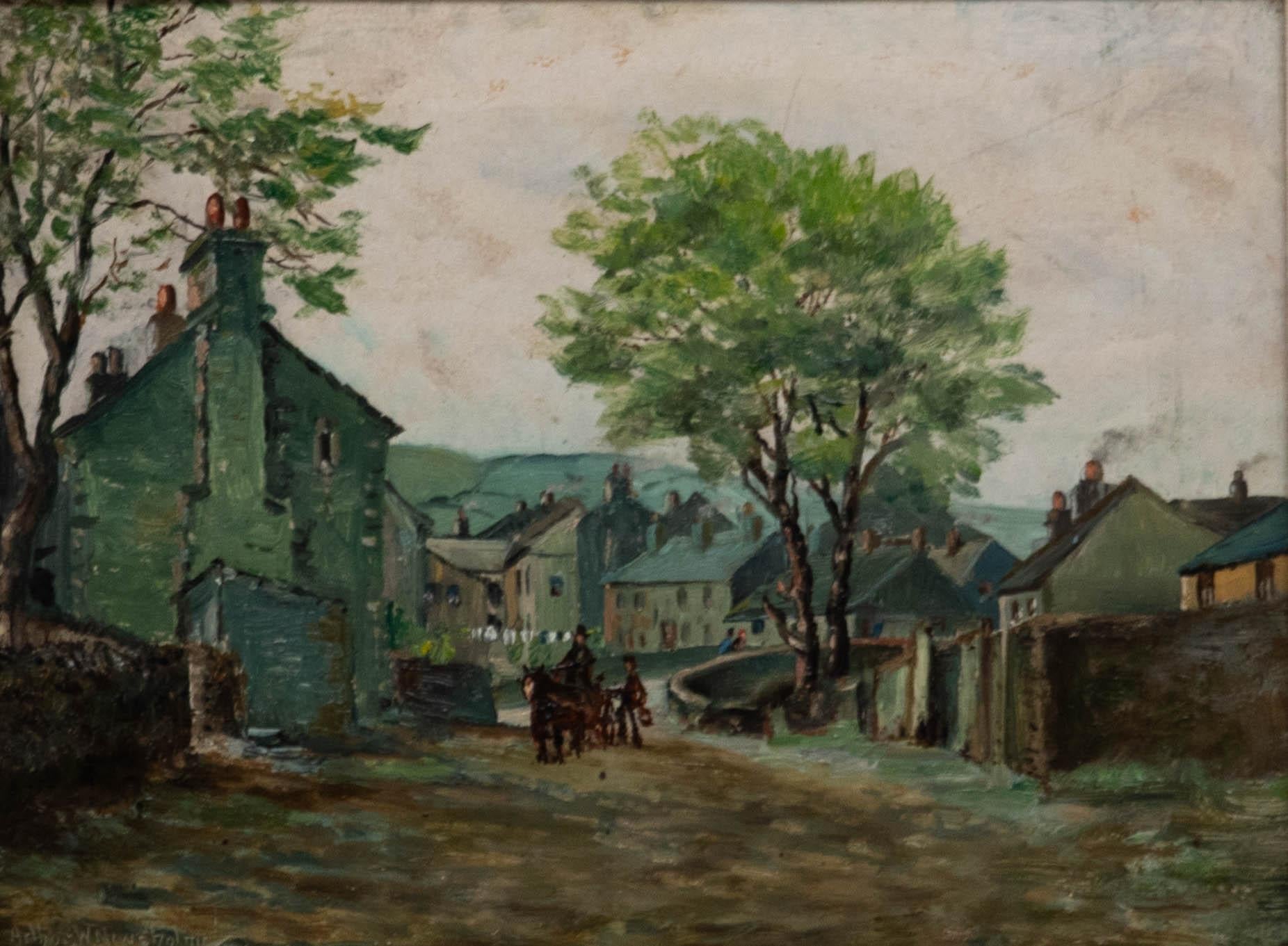 Arthur W. Newsholme - Early 20th Century Oil, Morning in the Village - Painting by Unknown