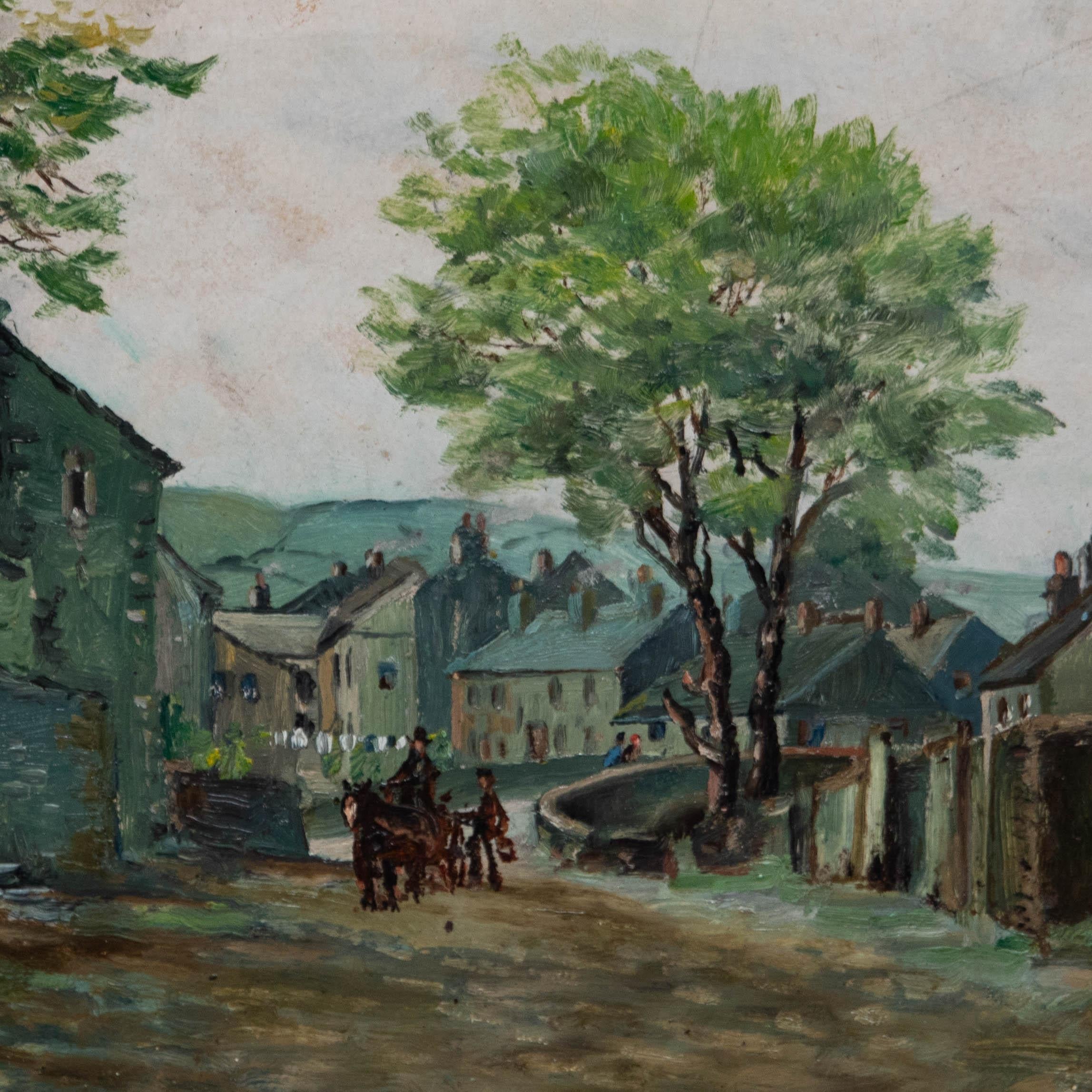 Arthur W. Newsholme - Early 20th Century Oil, Morning in the Village For Sale 2