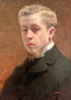 'Portrait of a Man in a Black Coat' - signed and dated 1903 'T Frans'