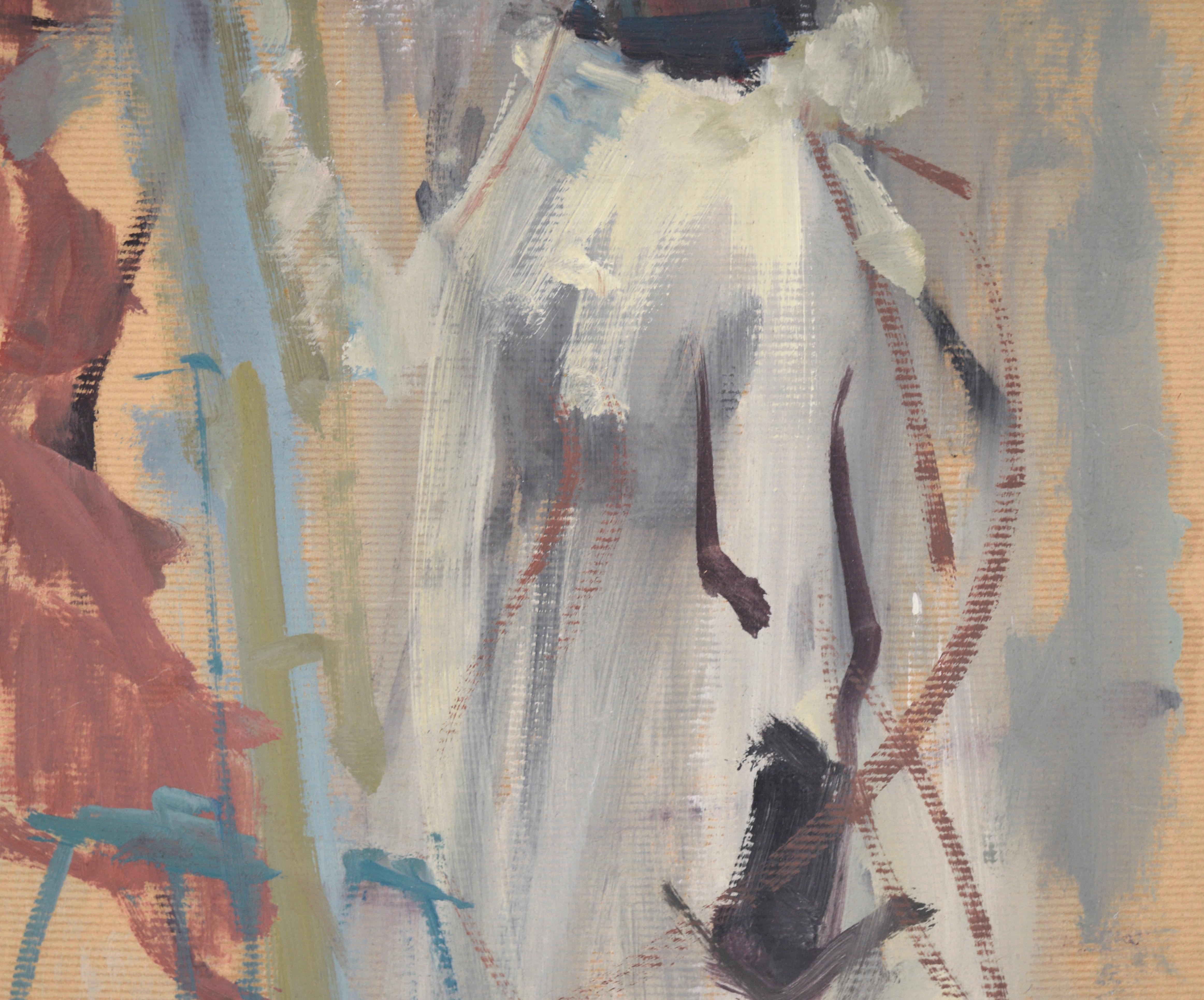 El artista ante el caballete - Figurative Painting Marrón de Unknown