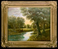 Artista sentado junto a la corriente Paisaje tonalista del siglo XIX de William Keith