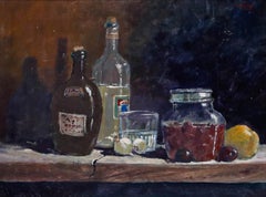 Arvind Limaye - Framed 20th Century Oil, Study of Glass Bottles & Fruit