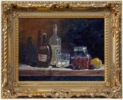 Arvind Limaye - Framed 20th Century Oil, Study of Glass Bottles & Fruit