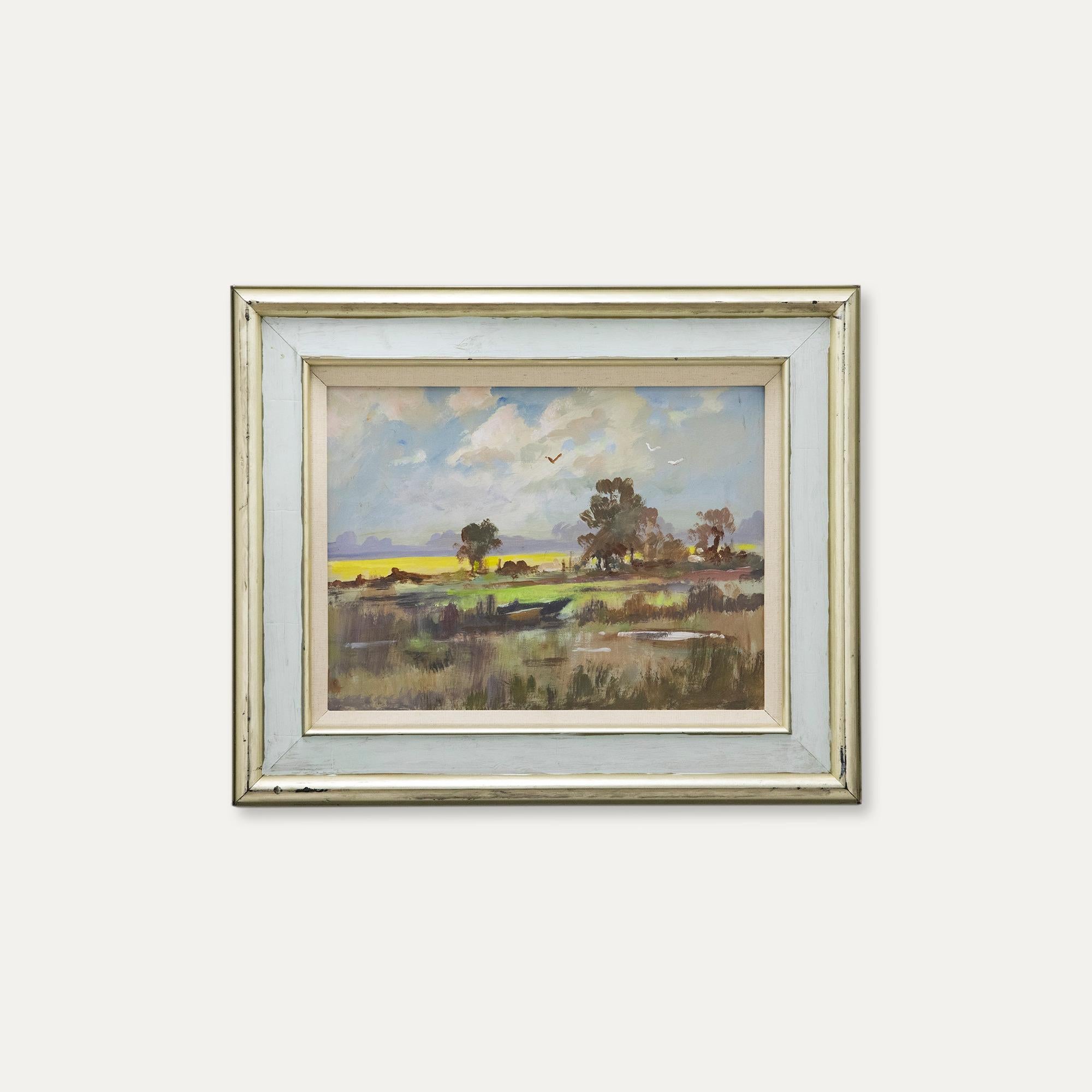 Arvind Limaye - Framed Contemporary Oil, Autumn Pastures For Sale 2