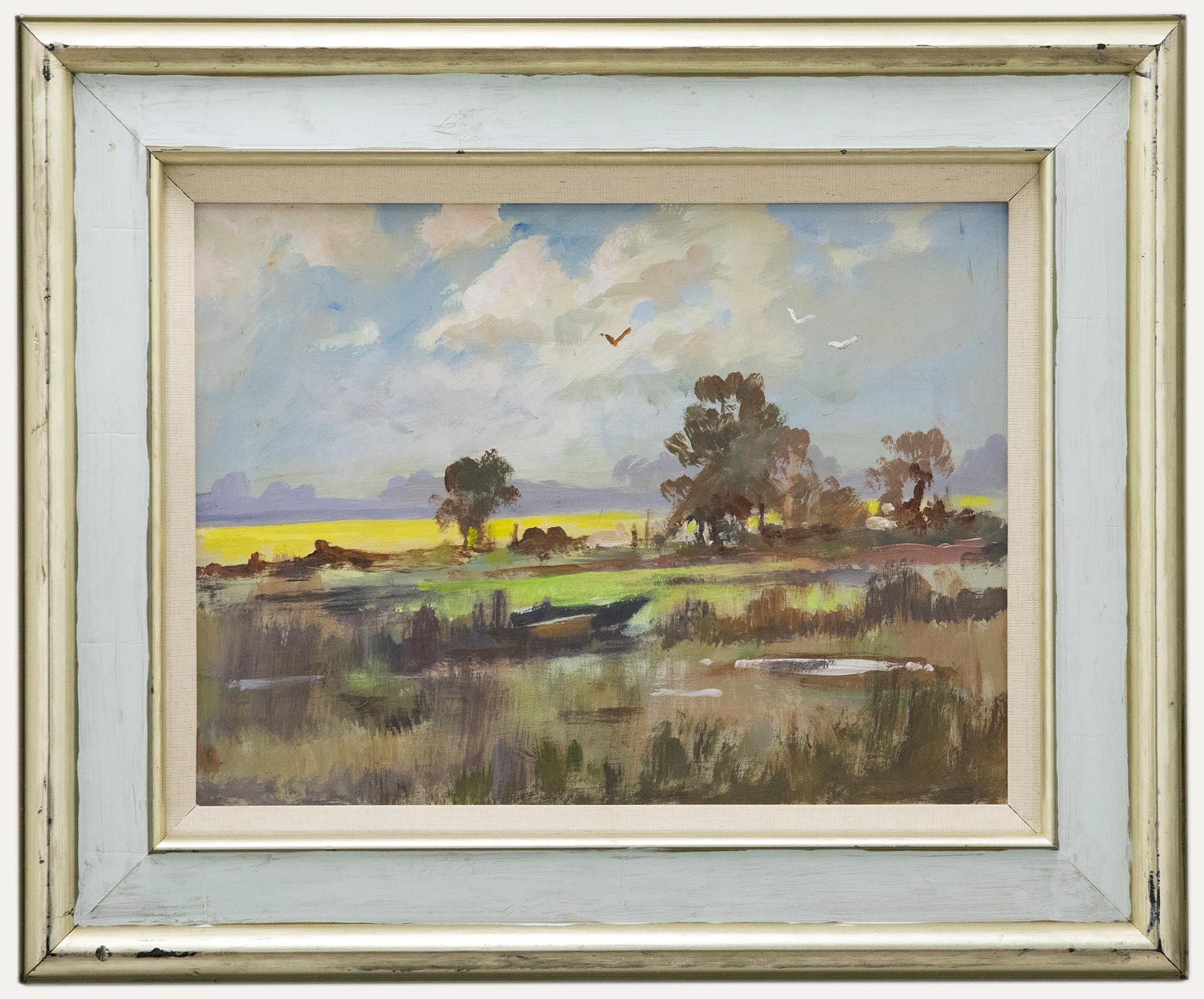 Unknown Landscape Painting - Arvind Limaye - Framed Contemporary Oil, Autumn Pastures