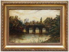 A.S. Reid - Gerahmtes Öl des späten 19. Jahrhunderts, Brücke in der Dämmerung