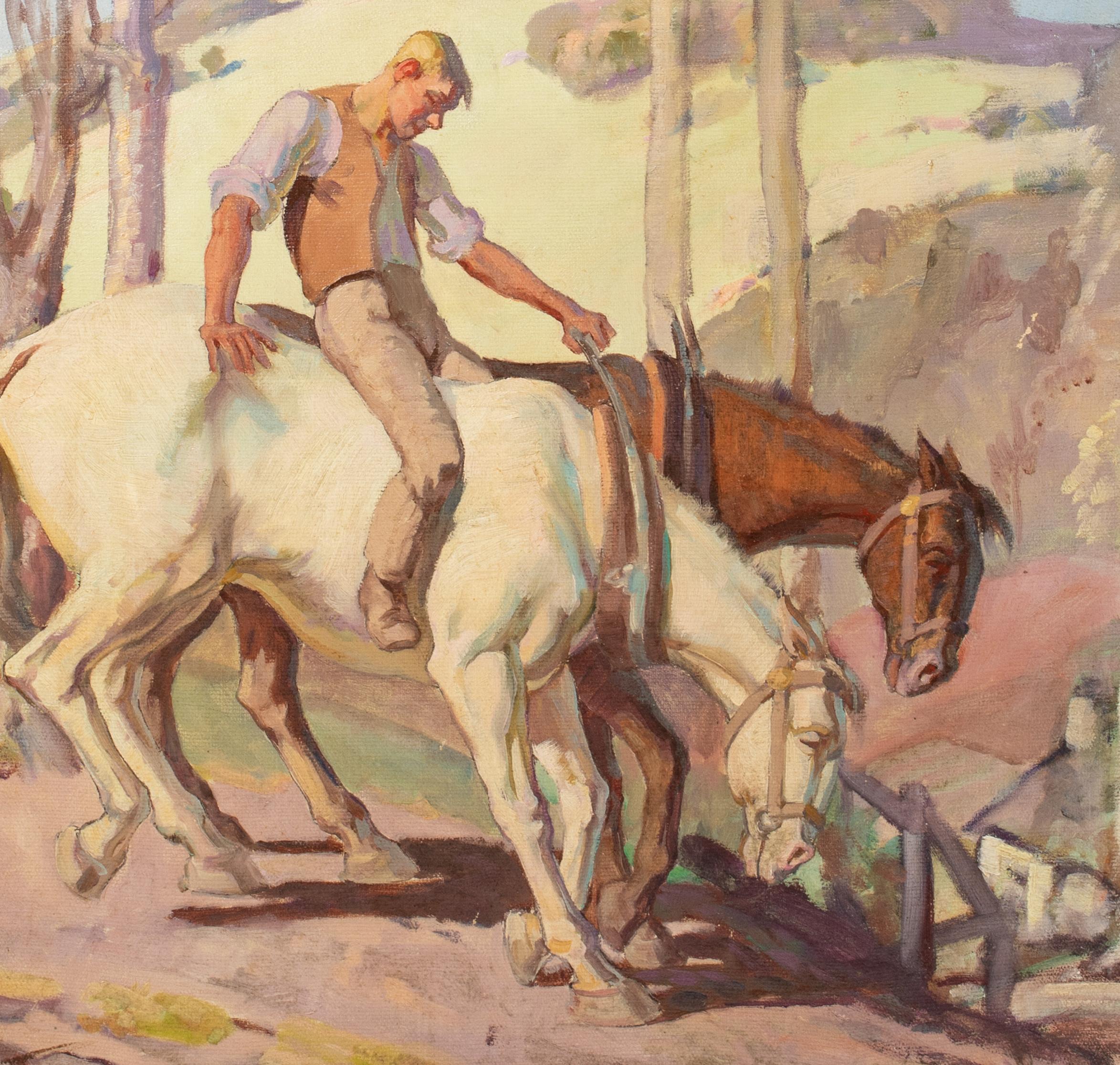 Mentre il giorno si chiude, inizio del XX secolo  scuola di Sir Alfred MUNNINGS (1878-1959) in vendita 1