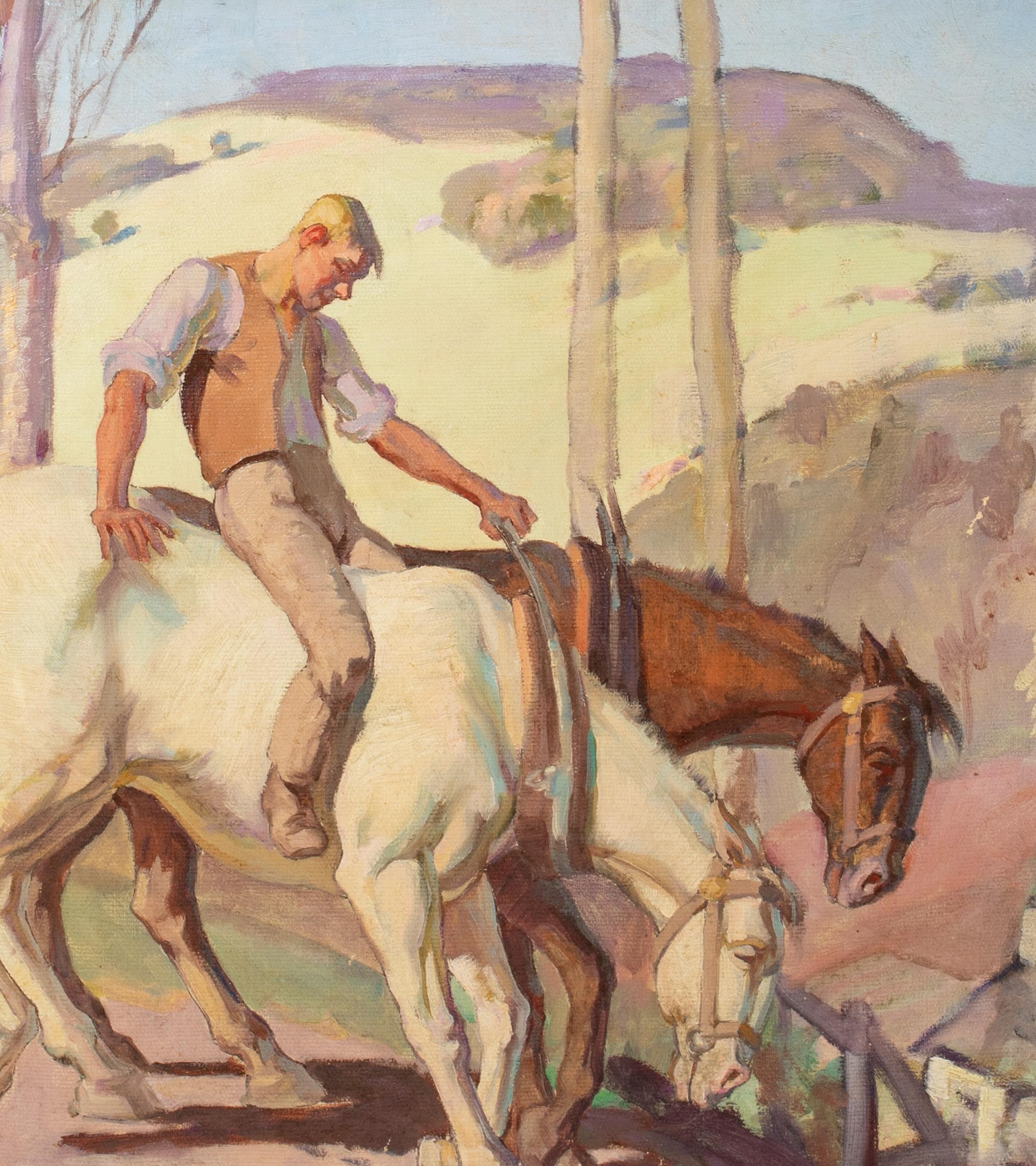 Mentre il giorno si chiude, inizio del XX secolo  scuola di Sir Alfred MUNNINGS (1878-1959) in vendita 3