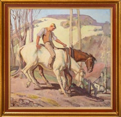 As The Day Closes, frühes 20. Jahrhundert  Schule von Sir Alfred MUNNINGS (1878-1959)