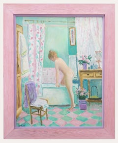 Ash - Framed Contemporary Oil, A Relaxing Soak