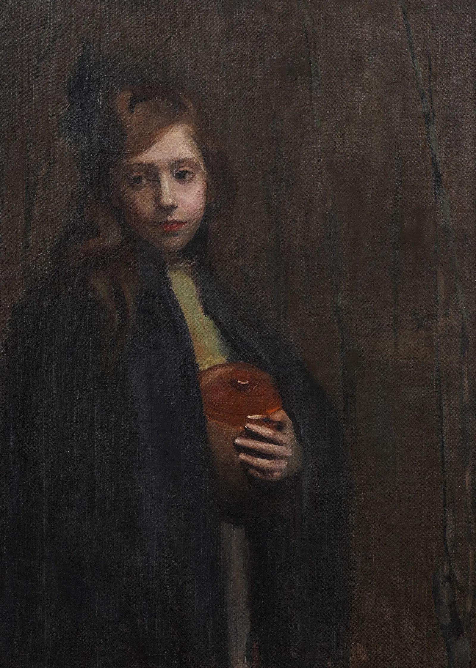 Peinture à l'huile américaine impressionniste de portrait de femme ancienne de l'école Ashcan - Impressionnisme Painting par Unknown