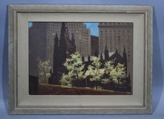 Ashcan School Modernist Oil Painting View of New York City & Trinity Church