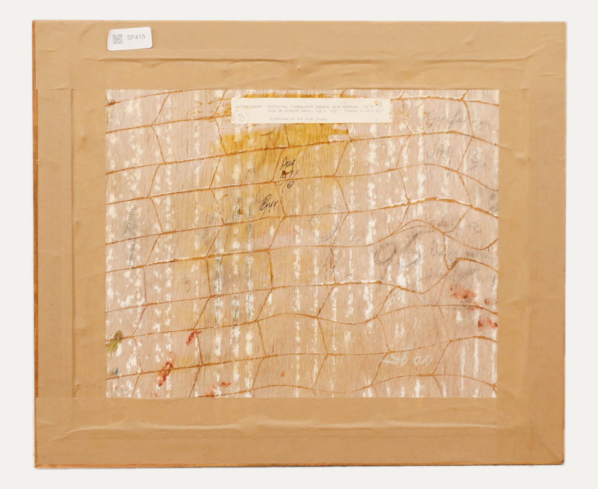 Ashton Booth - Gerahmtes Ölgemälde des 20. Jahrhunderts, Porträt eines Gyrfalcon (Beige), Animal Painting, von Unknown