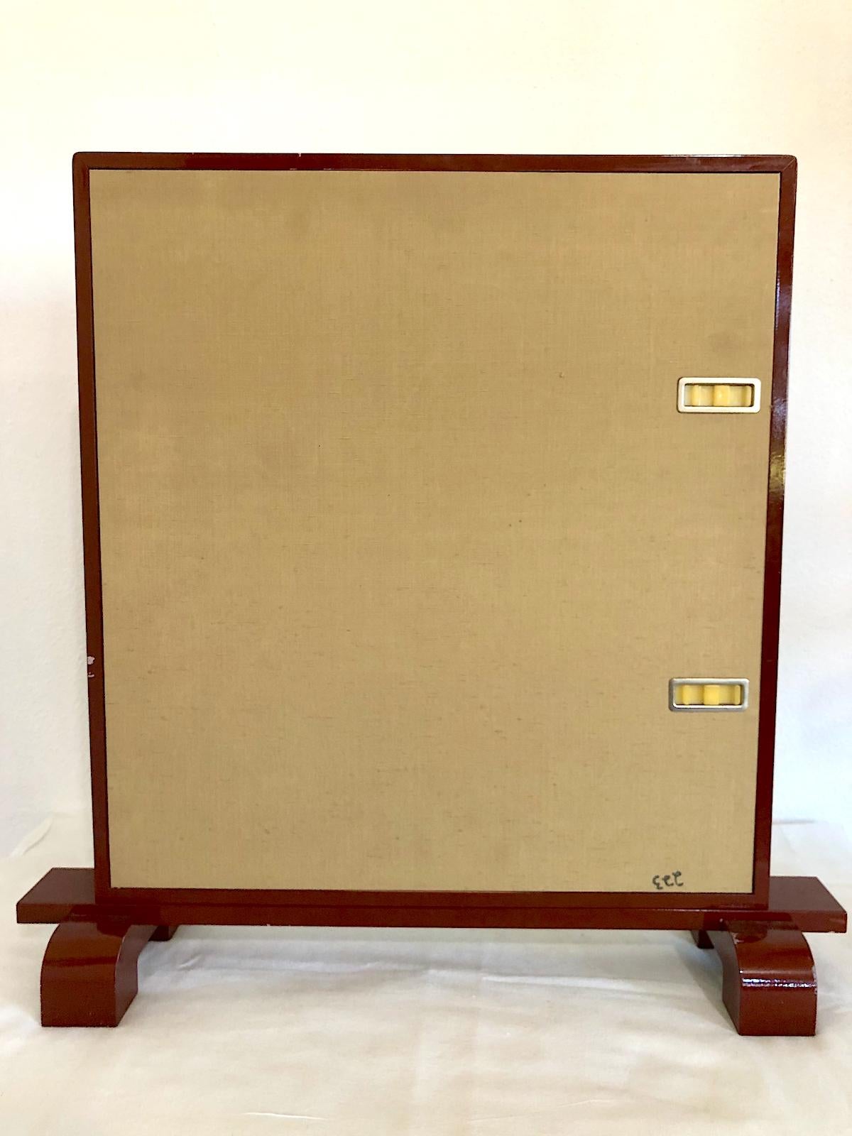 Asian Landscape Watercolor, Framed on Stand - Beige Landscape Painting by Unknown