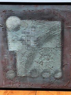 "Perspectiva Astral" Mixta Abstracta Azul-Gris y Violeta