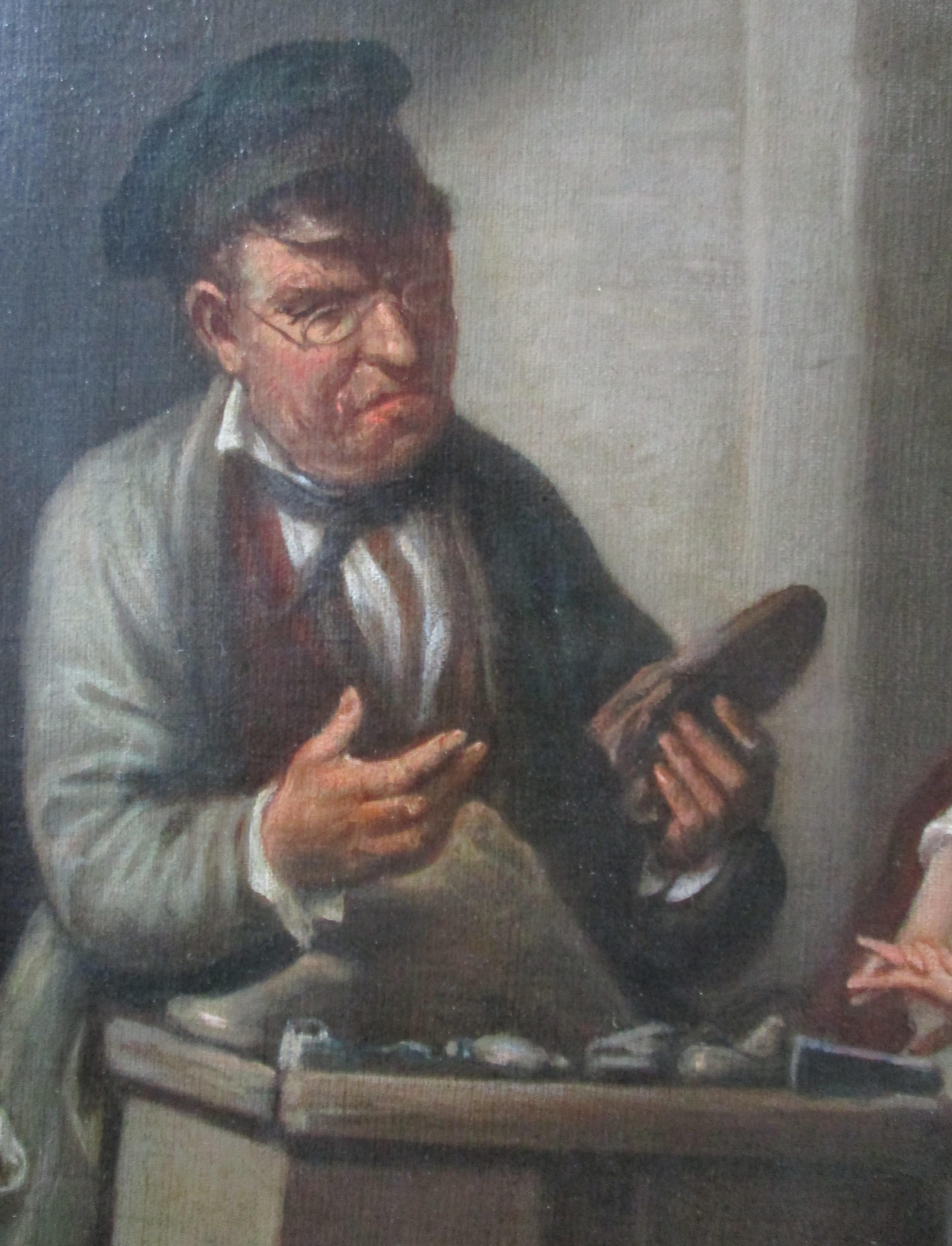 At the Cobblers': German Biedermeier oil - Academic Painting by Unknown