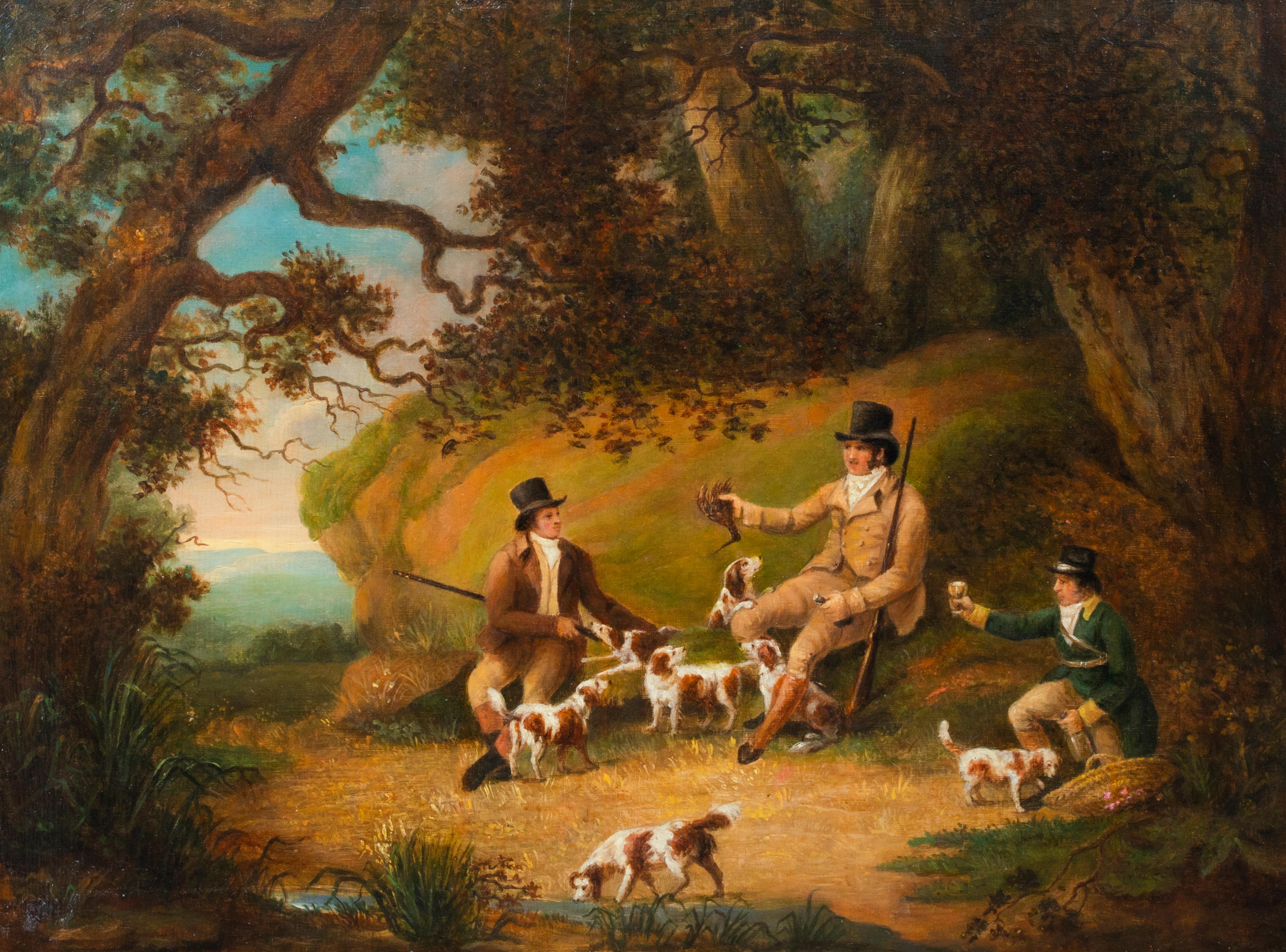 Am Ende des Tages, 18./19. Jahrhundert 

von Dean Westenholme (1757-1837) auf 50.000 Dollar

Englische Fuchsjagdszene aus dem 18. Jahrhundert, als die Hunde auf die Jagd gehen, Öl auf Tafel, von Dean Westenholme. Ausgezeichnete Qualität und Zustand,