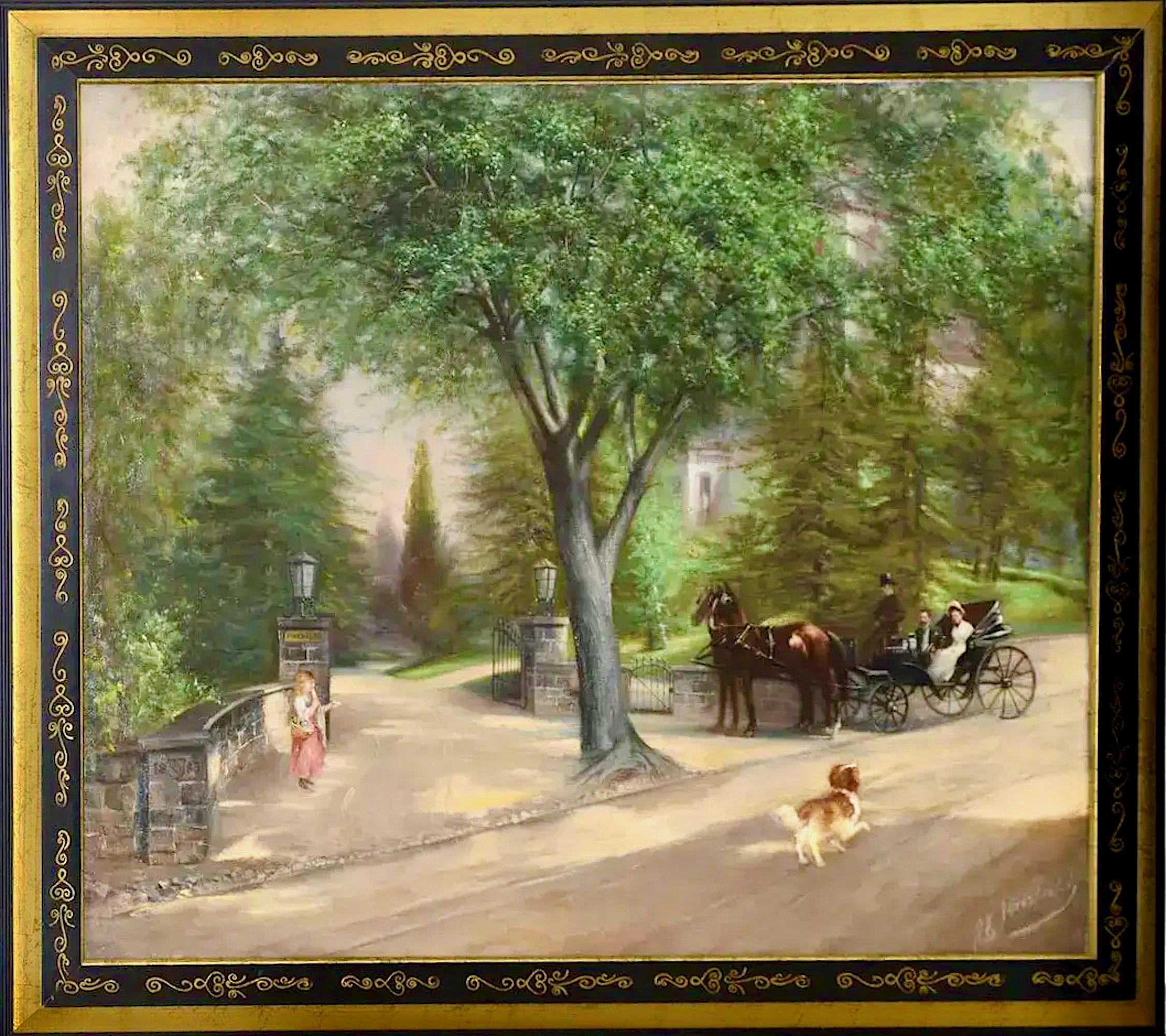 Unknown Landscape Painting - "At the Gates of Pinehurst" by J.E. Mansfield