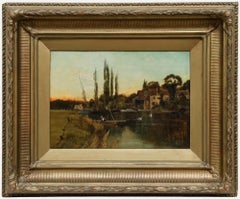 Attrib. A. H. Vickers (1834-1919) - Framed Oil, Iffley Mill, Evening