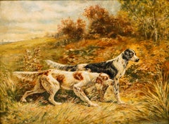 Attrib. A. Jules - Framed Early 20th Century Oil, Sporting Dogs in a Landscape