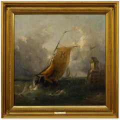 Attrib. Alfred Priest (1810-1850) - Framed Mid 19th Century Oil, Sailboat at Sea