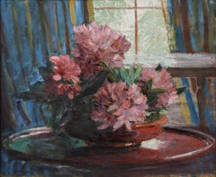 Attribué. Arthur Mitchell (1872-1956) - Huile, Nature morte aux pivoines roses