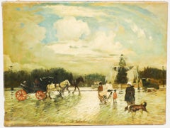 Attribué. Bernard de Falaye, école française, début du 20e siècle, huile, scène de parc