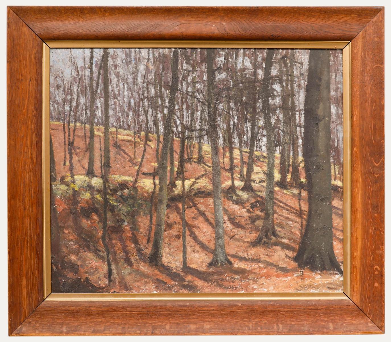 Unknown Landscape Painting – Zuschreibung Bernhard Sickert (1862-1932) - Öl, Buchenholz im Frühling